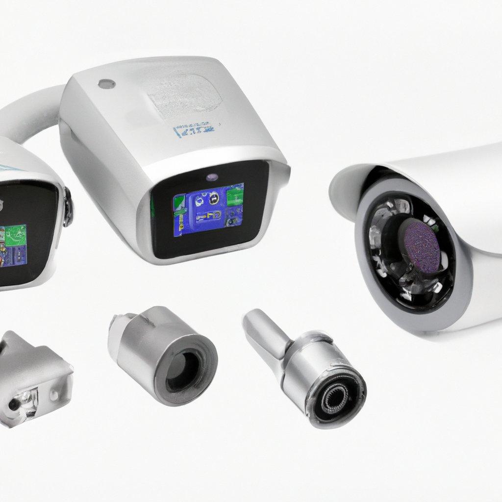 Oprema za video nadzor, vključno s Hikvision kamerami in sistemom za alarm.